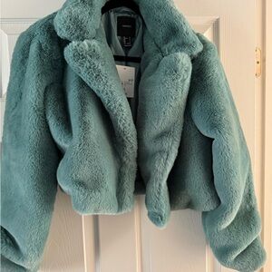 Forever 21 Aqua Teddy Jacket